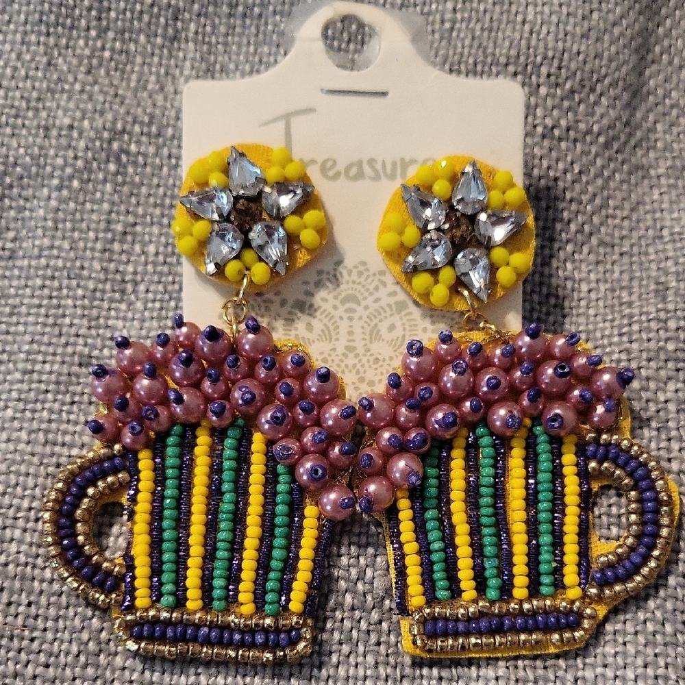Colorful Beaded Mug Earrings